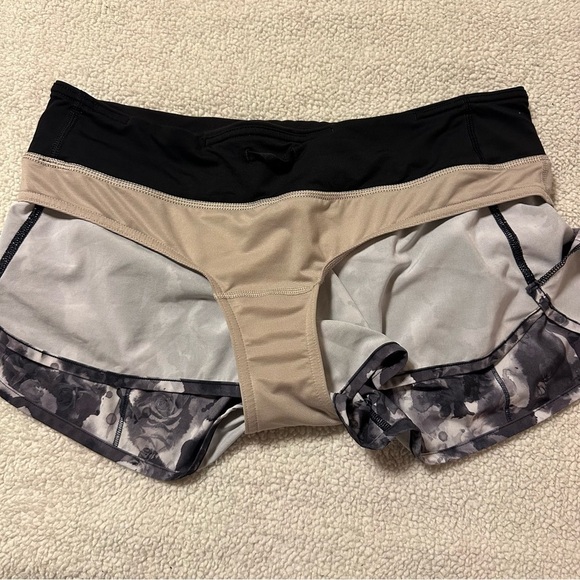Lululemon Run Times Shorts Mini Obscurred Black Dusty Mauve / Black White Floral - Picture 13 of 15